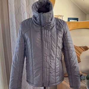 Women's Gray Quilted Puffer Jacket Size M